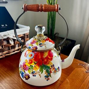 MacKenzie-Childs White Flower Market 2-Qt. Tea Kettle